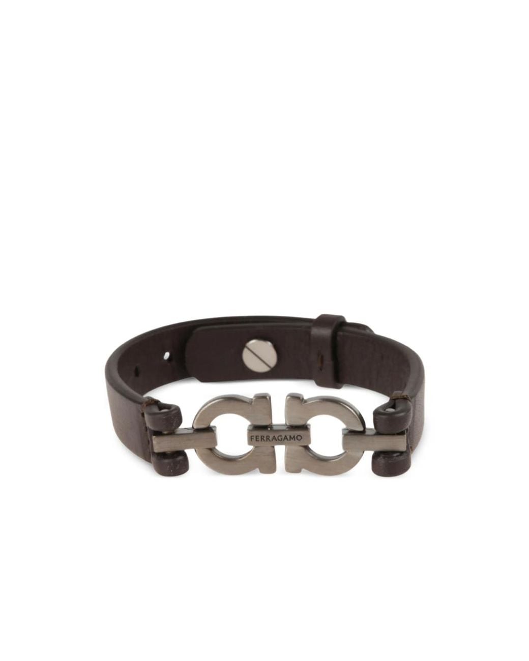 Ferragamo Brown Bracelet Gancini Cord Leather And Brass Bracelets for men