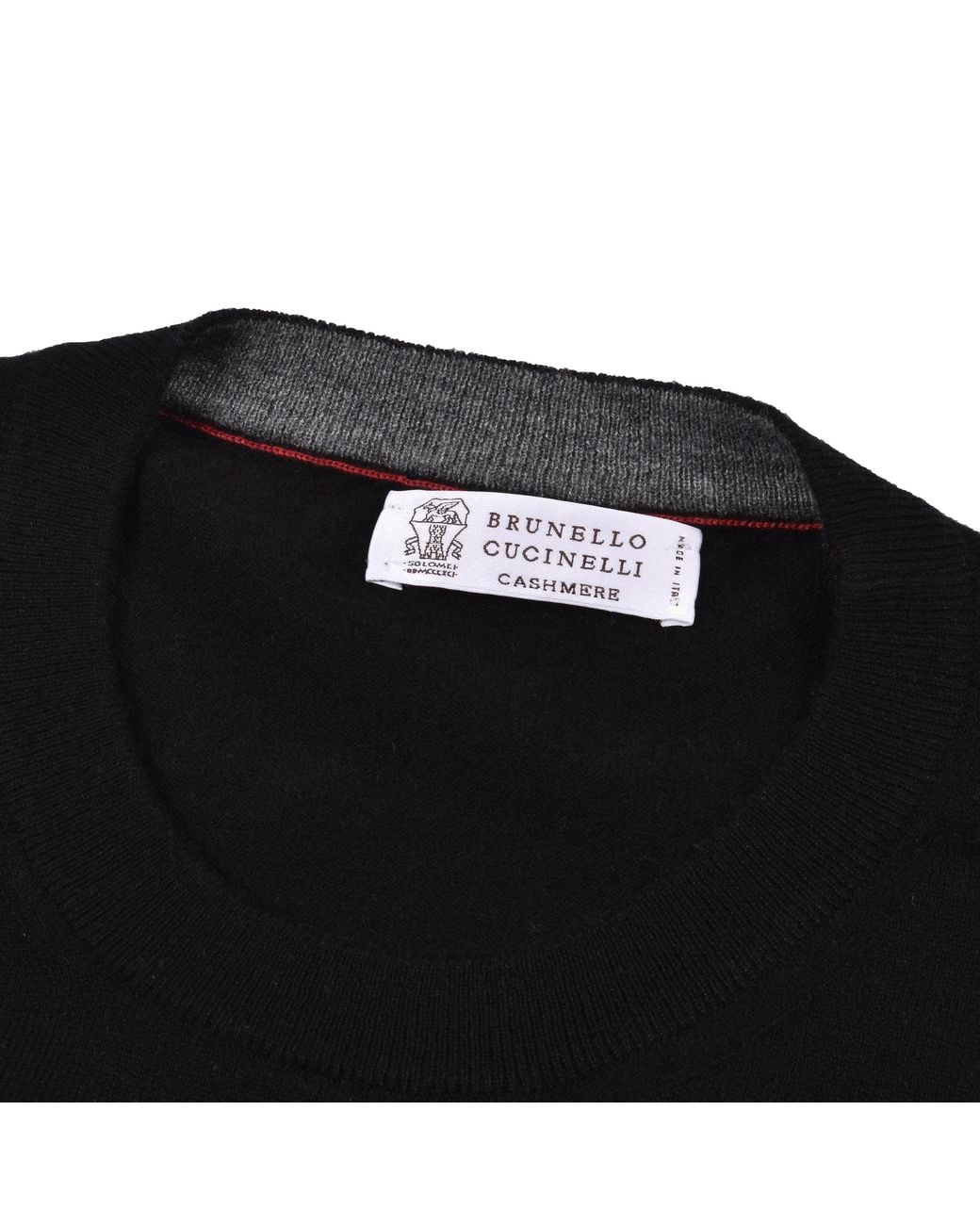 Brunello Cucinelli Black Cashmere Crew Neck Sweater for men
