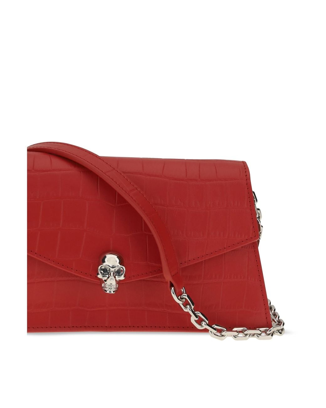 McQueen Red Mini Skull Clutch Calf Leather From Bos Taurus