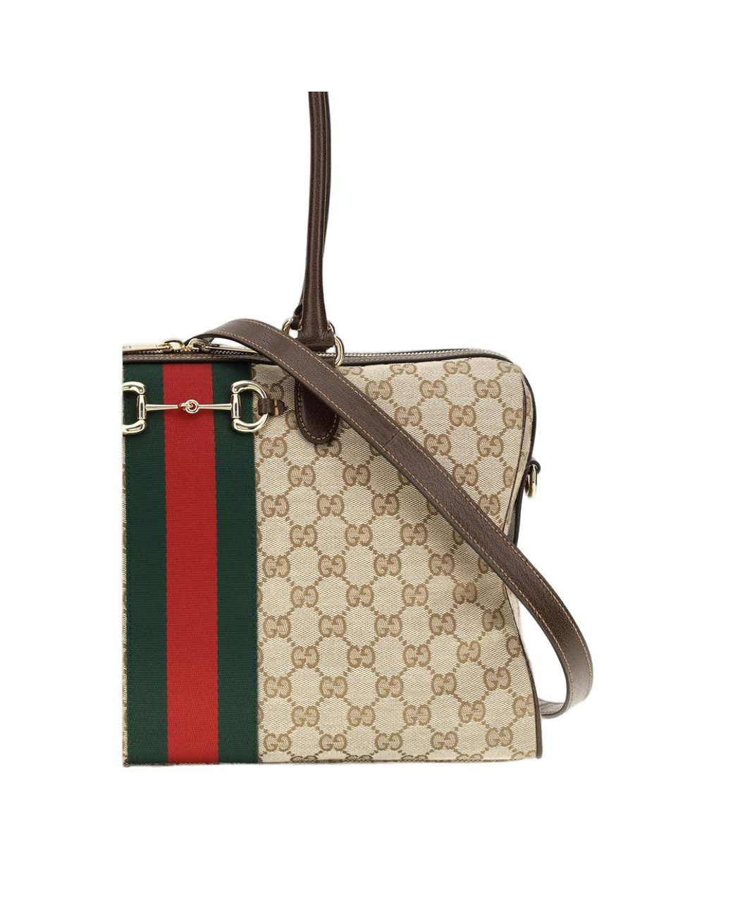 Gucci Natural Gucci Gg Canvas With Web Stripe Top Handle Bag