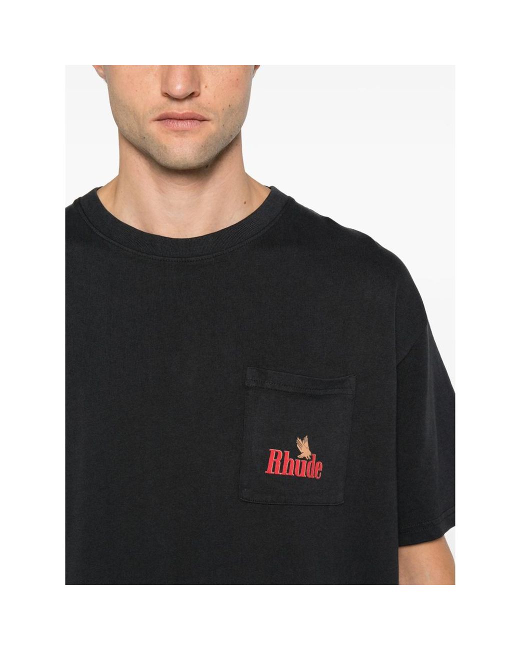 Rhude Black T-Shirt Cotton T-Shirts And Polos for men