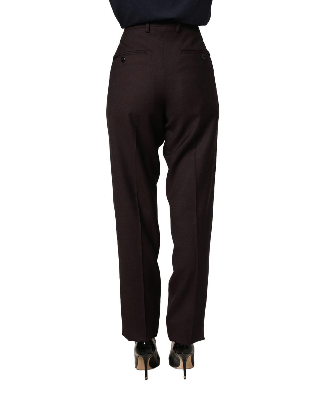 Dolce & Gabbana Black Straight Leg Dress Silk Trousers Pants