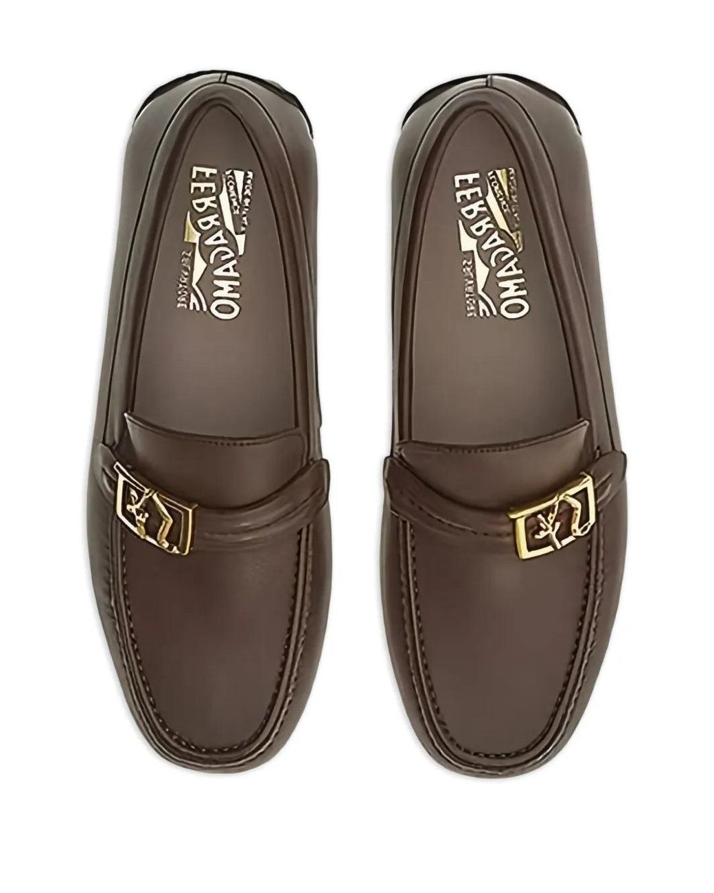 Ferragamo Brown Ferragamo Gancini-Buckle Leather Loafers for men