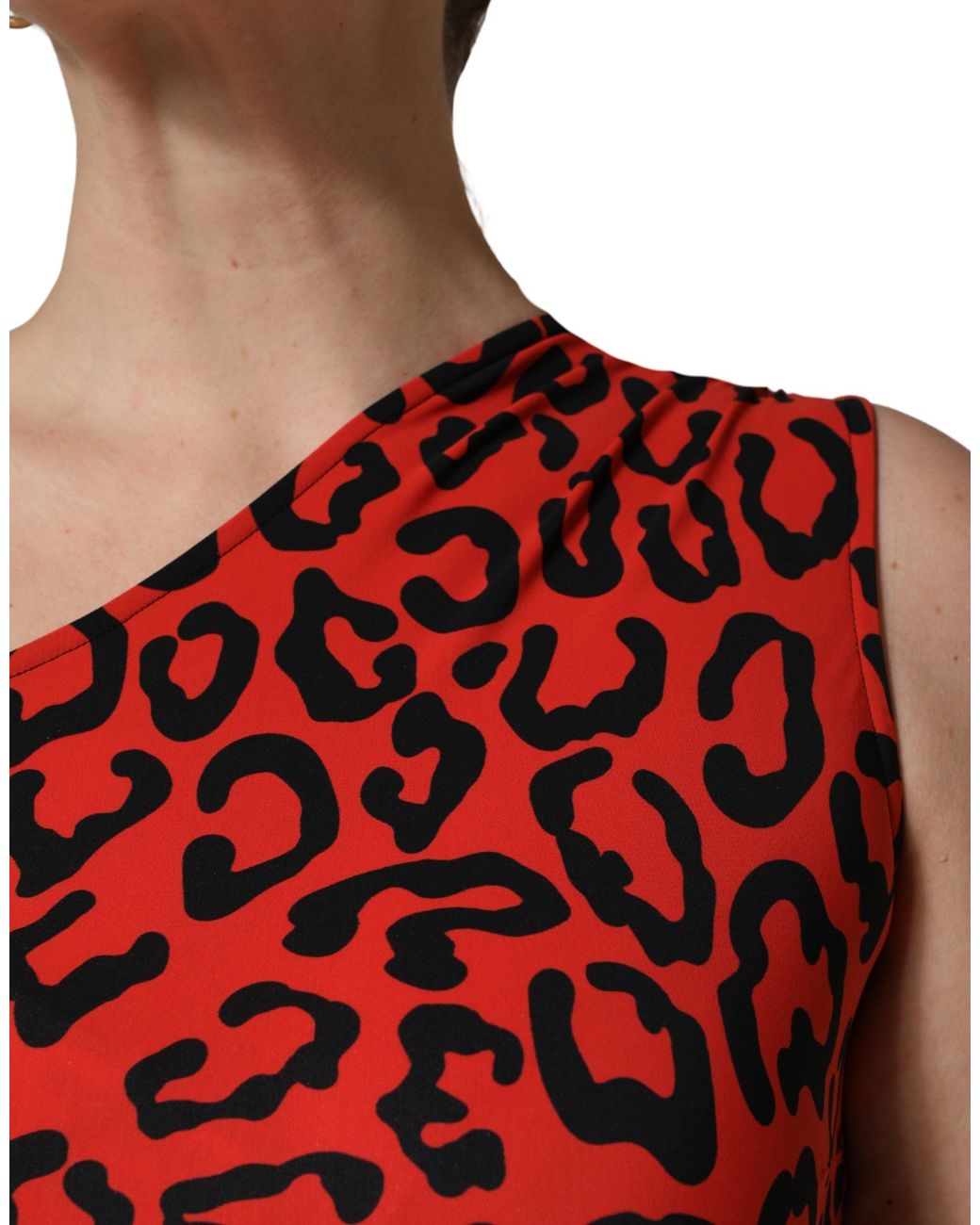 Dolce & Gabbana Red Nylon Leopard Pattern Jumpsuit And Elastane