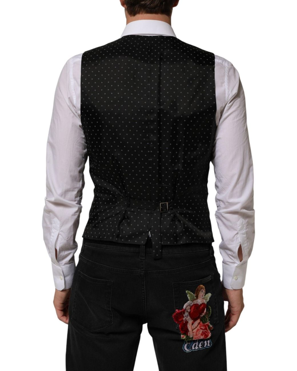 Dolce & Gabbana Black Wool Dress Formal Waistcoat Vest 03+Wv for men