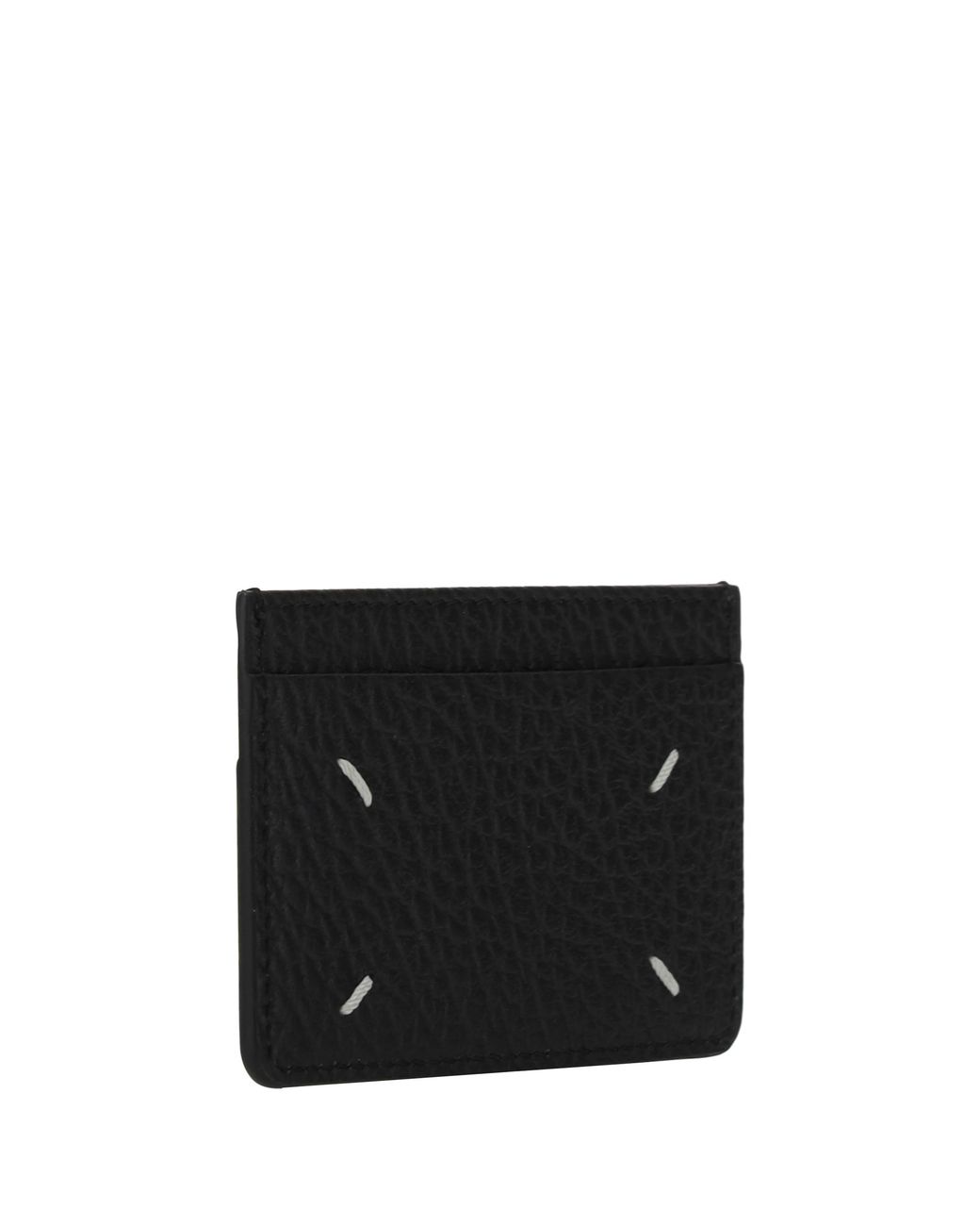 Maison Margiela Black Card Holder With Stitching Calf Leather Bos Taurus Wallet