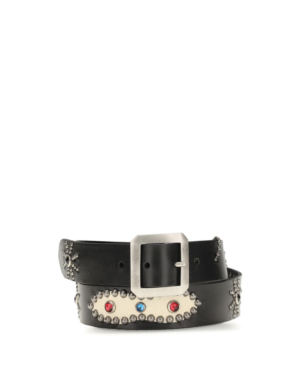 HTC White Belt With Coloured Stone Embellishments Calf Leather