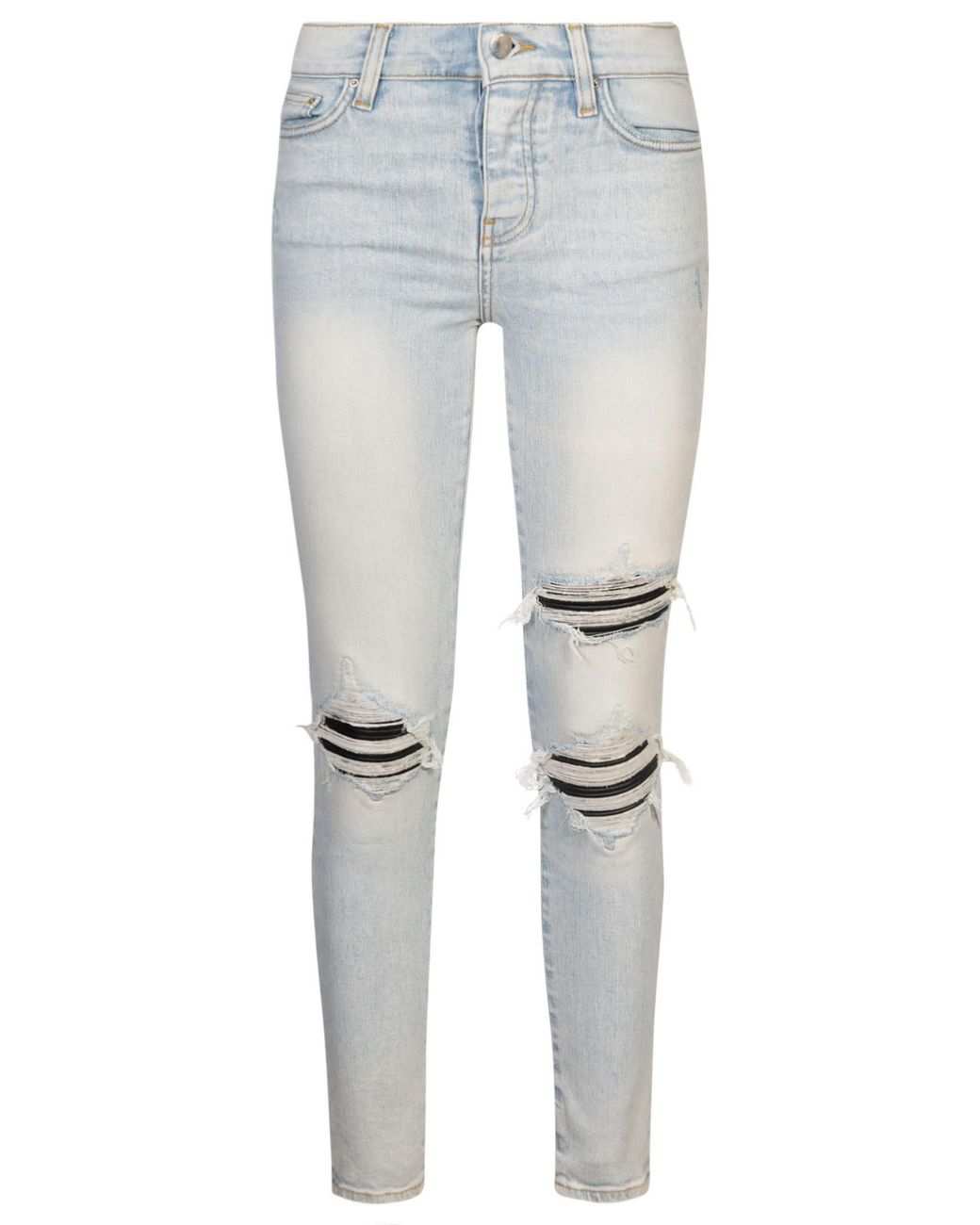 Amiri Fitted Ripped Jeans in Grey | Lyst UK