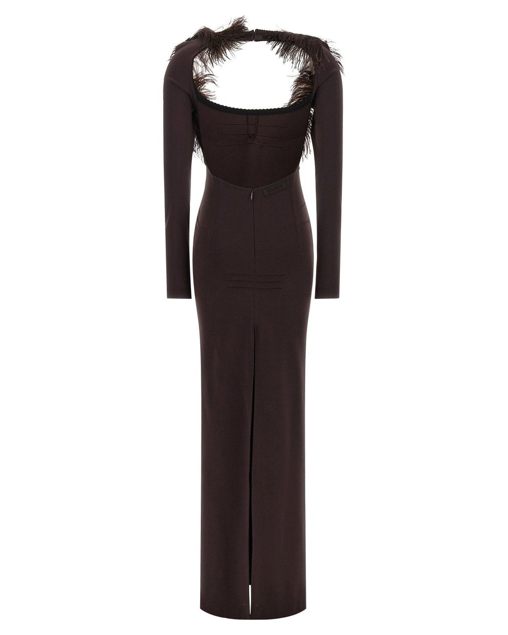 The Attico Black Ostrich Feather-Embellished Dress
