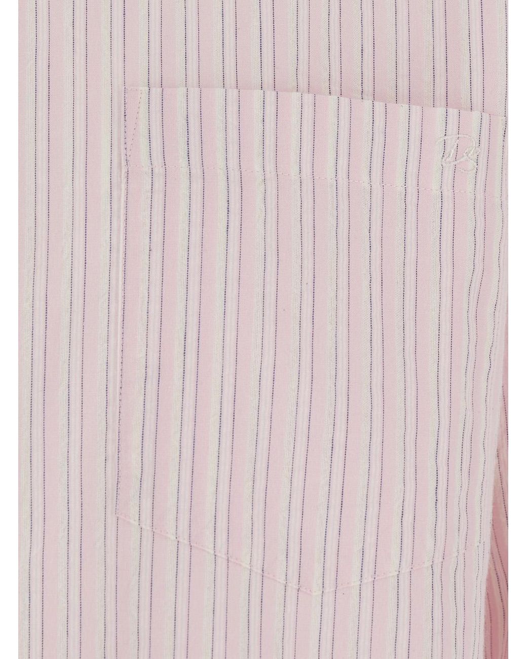 DUNST Pink Classic Striped Bd Overshirt