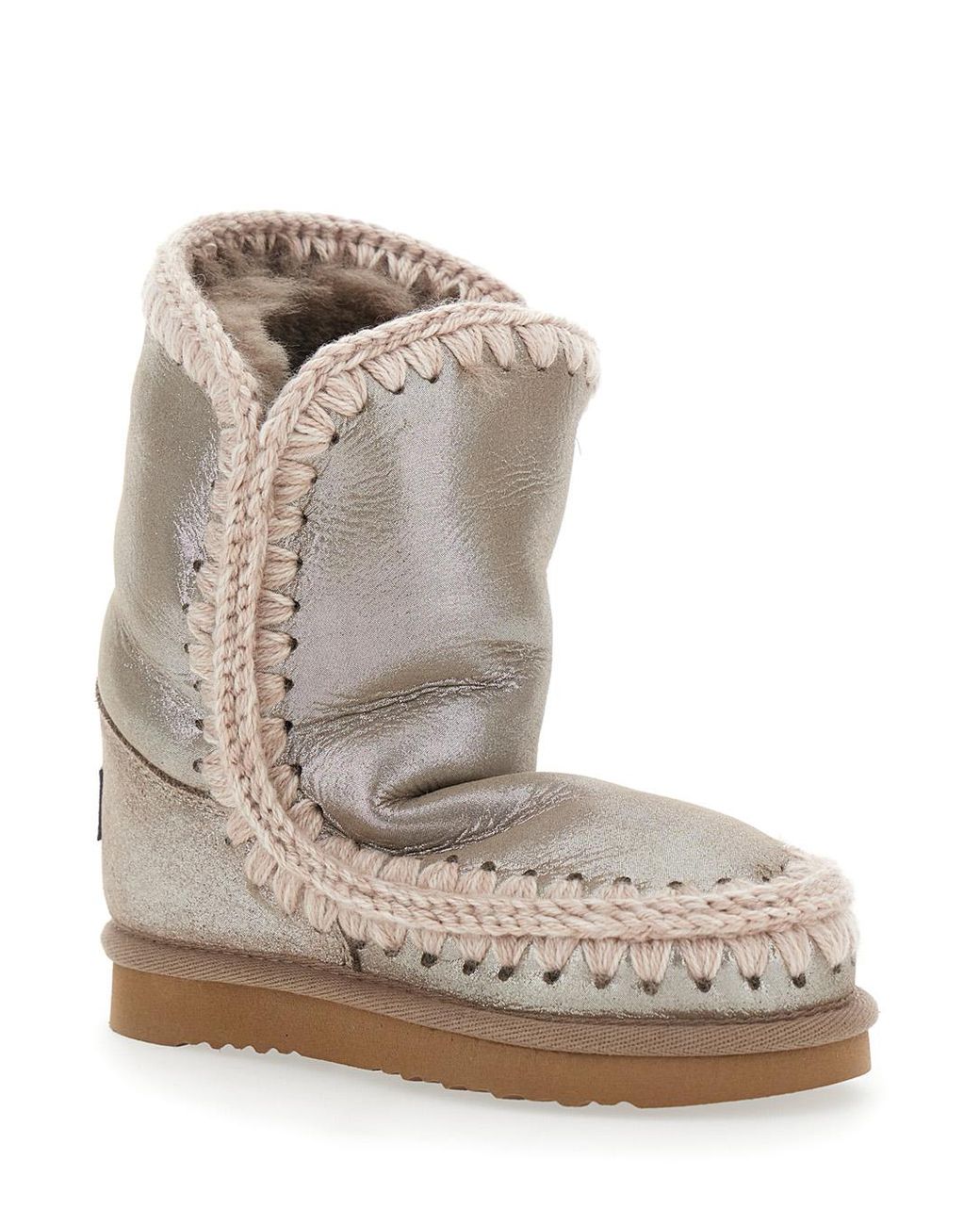 Mou Gray Ankle Boots Patent Suede Sheep
