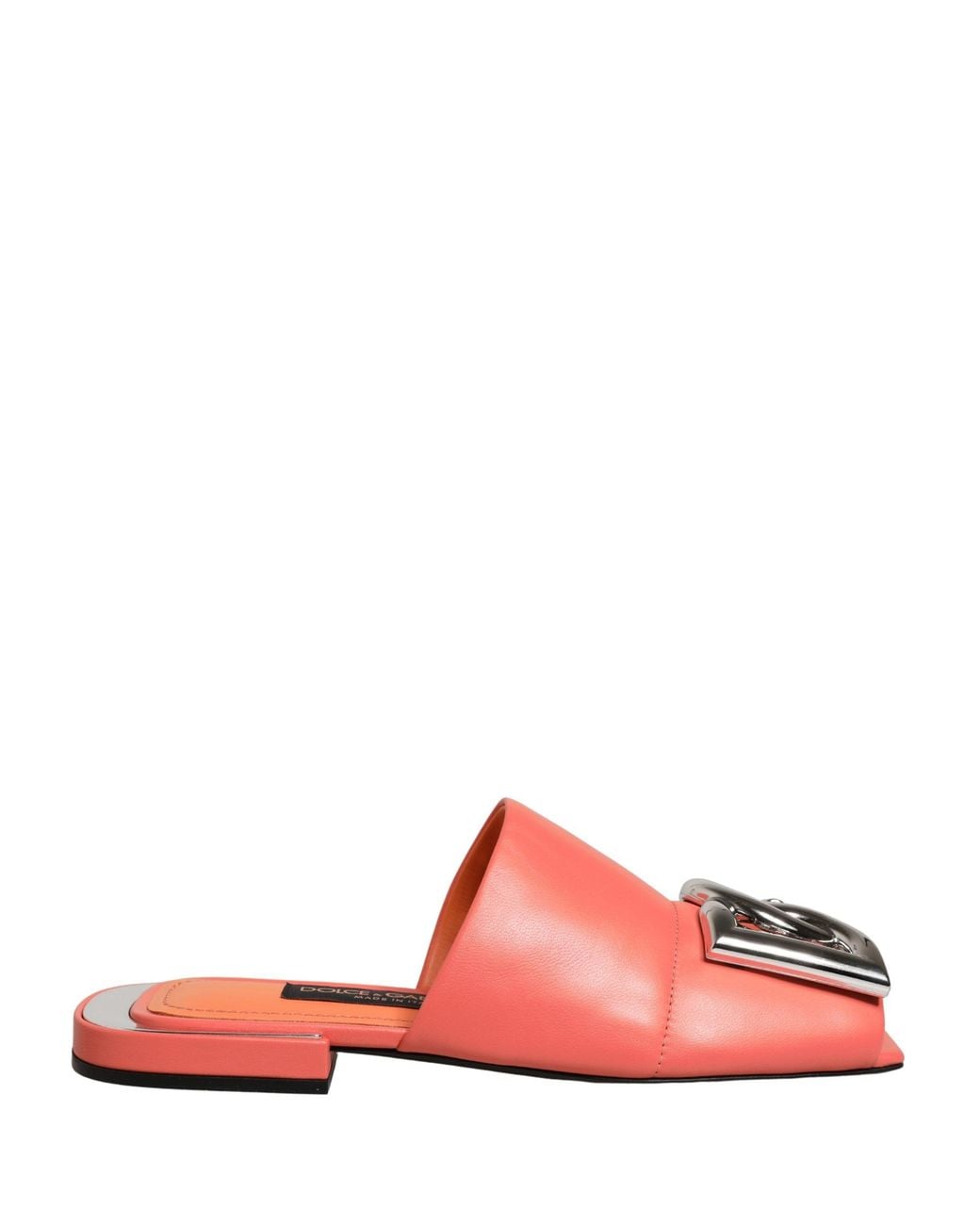 Dolce & Gabbana Red Dg Logo Leather Flats Sandals Shoes Lamb