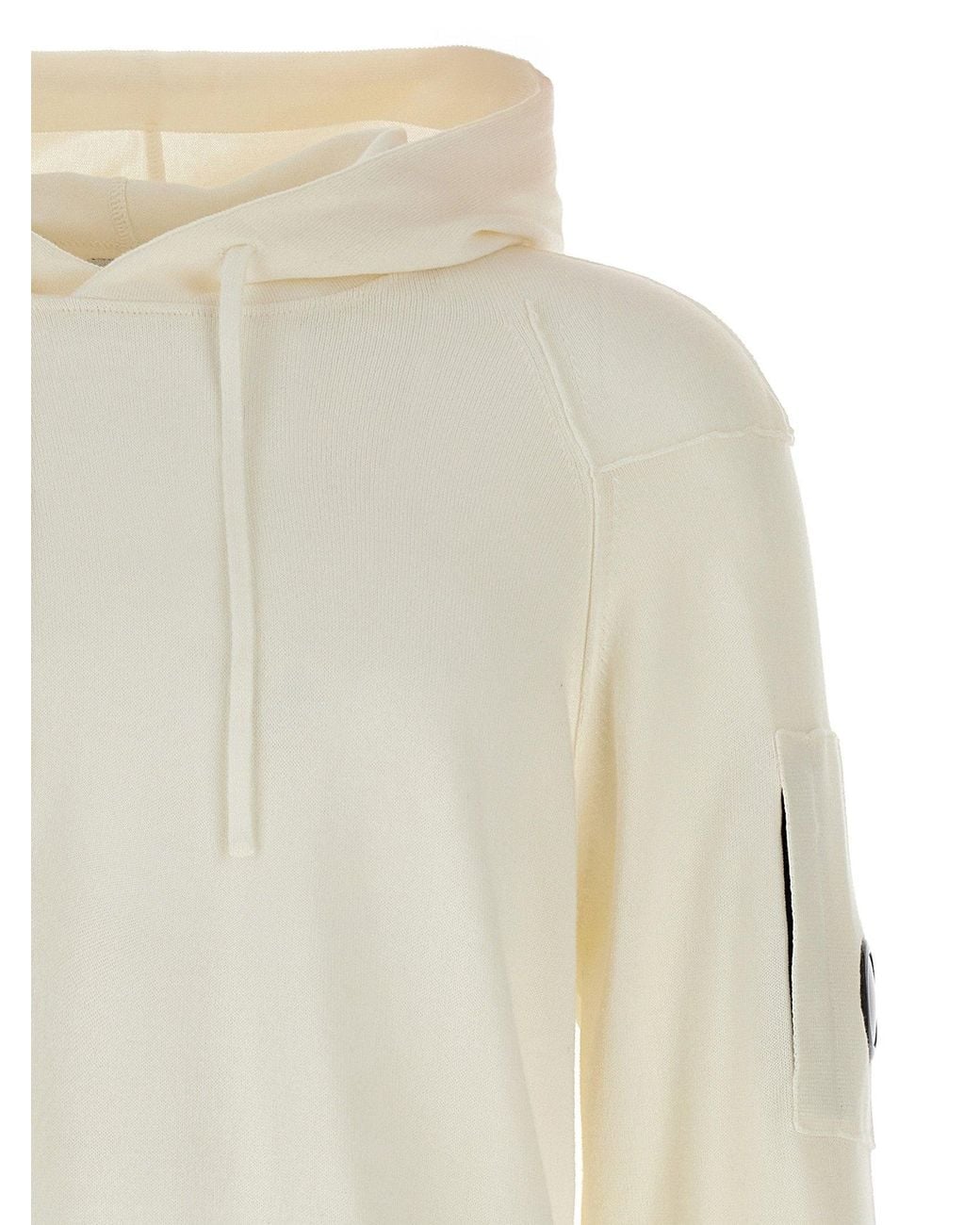 C P Company White Sea Island Cotton Hoodie Sweatshirt