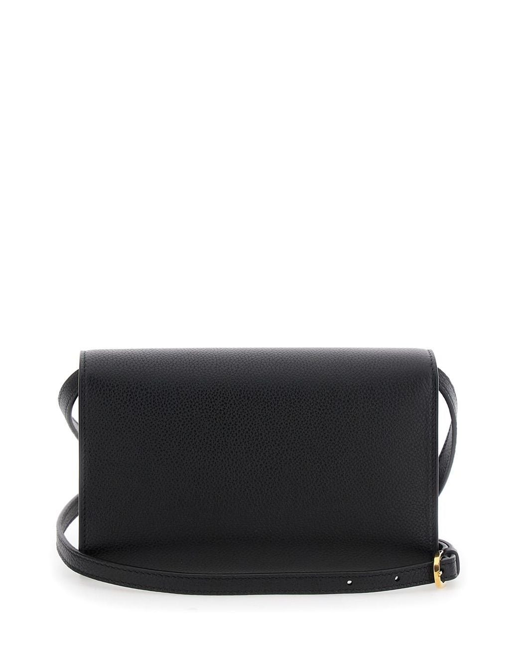 SAVETTE Black Savette Grained Calf Leather Shoulder Bag