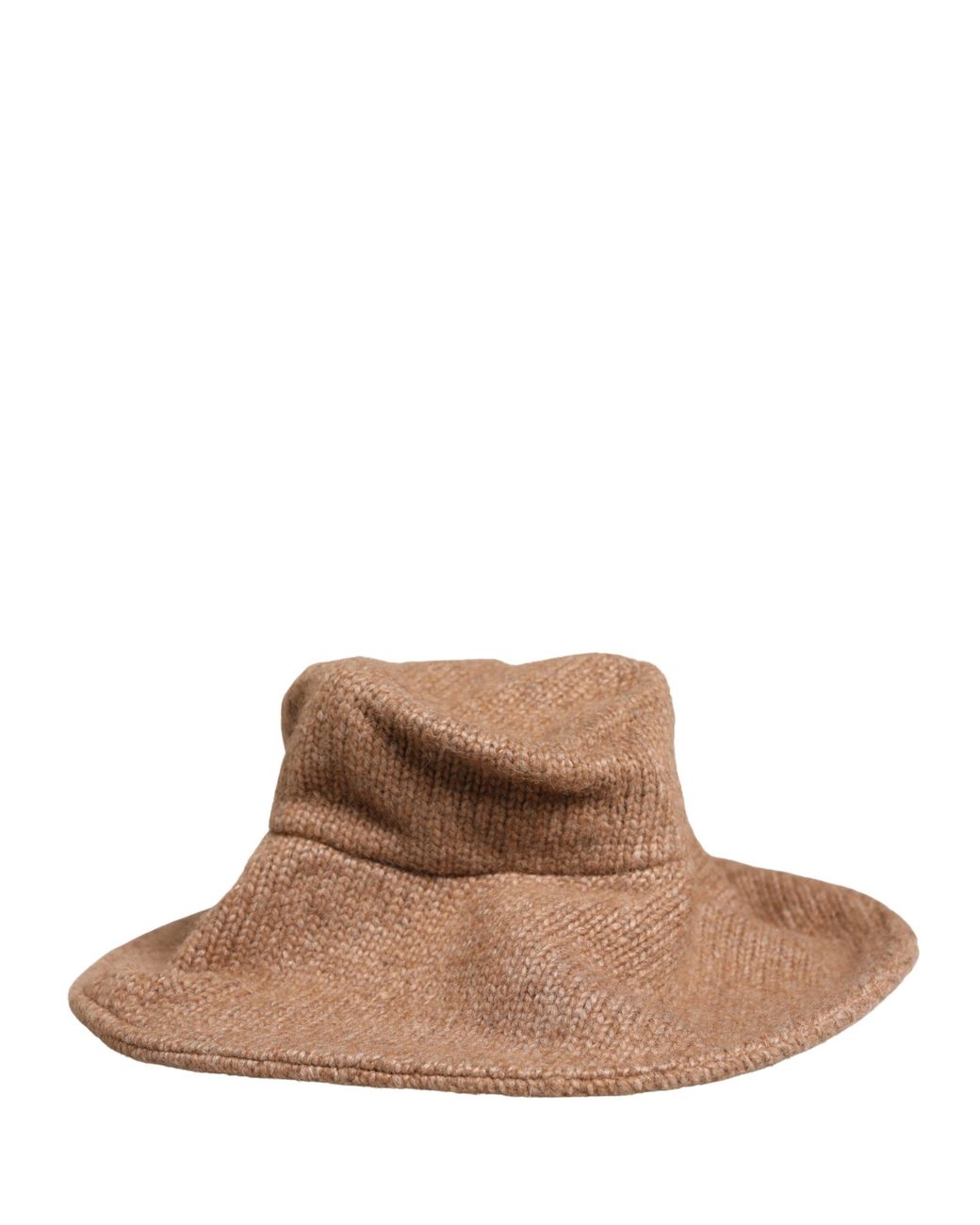 Dolce & Gabbana Brown Llama Wool Knitted Capello Hat Nylon