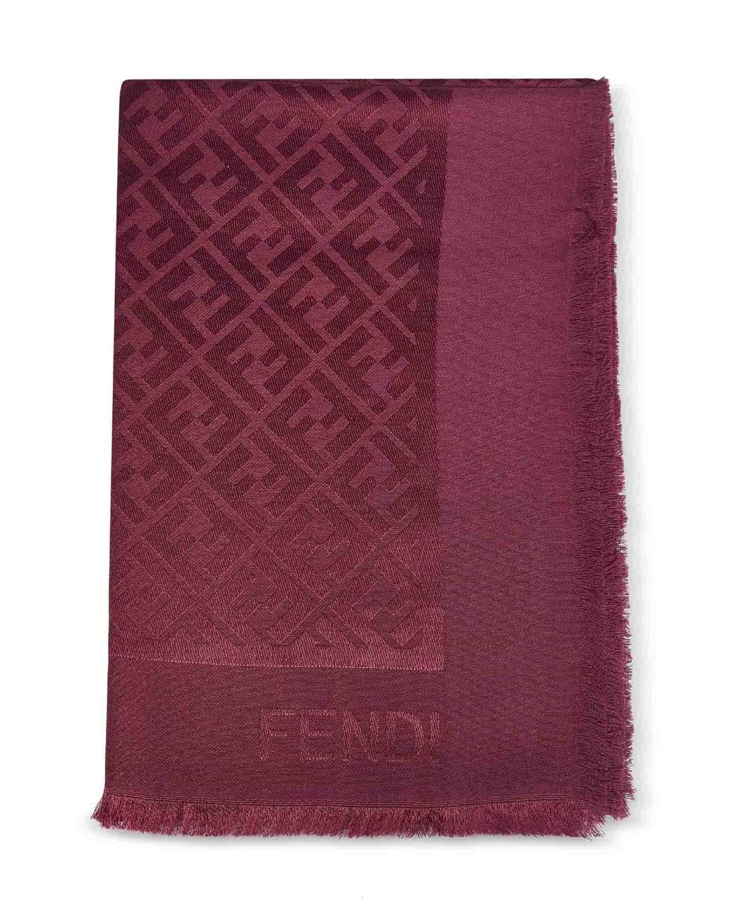 Fendi Purple Shawl Ff 60% Silk/40% Wool
