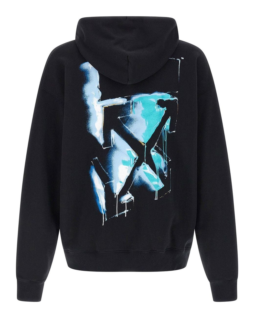 Off-White c/o Virgil Abloh Blue Logo-Print Cotton Hoodie for men