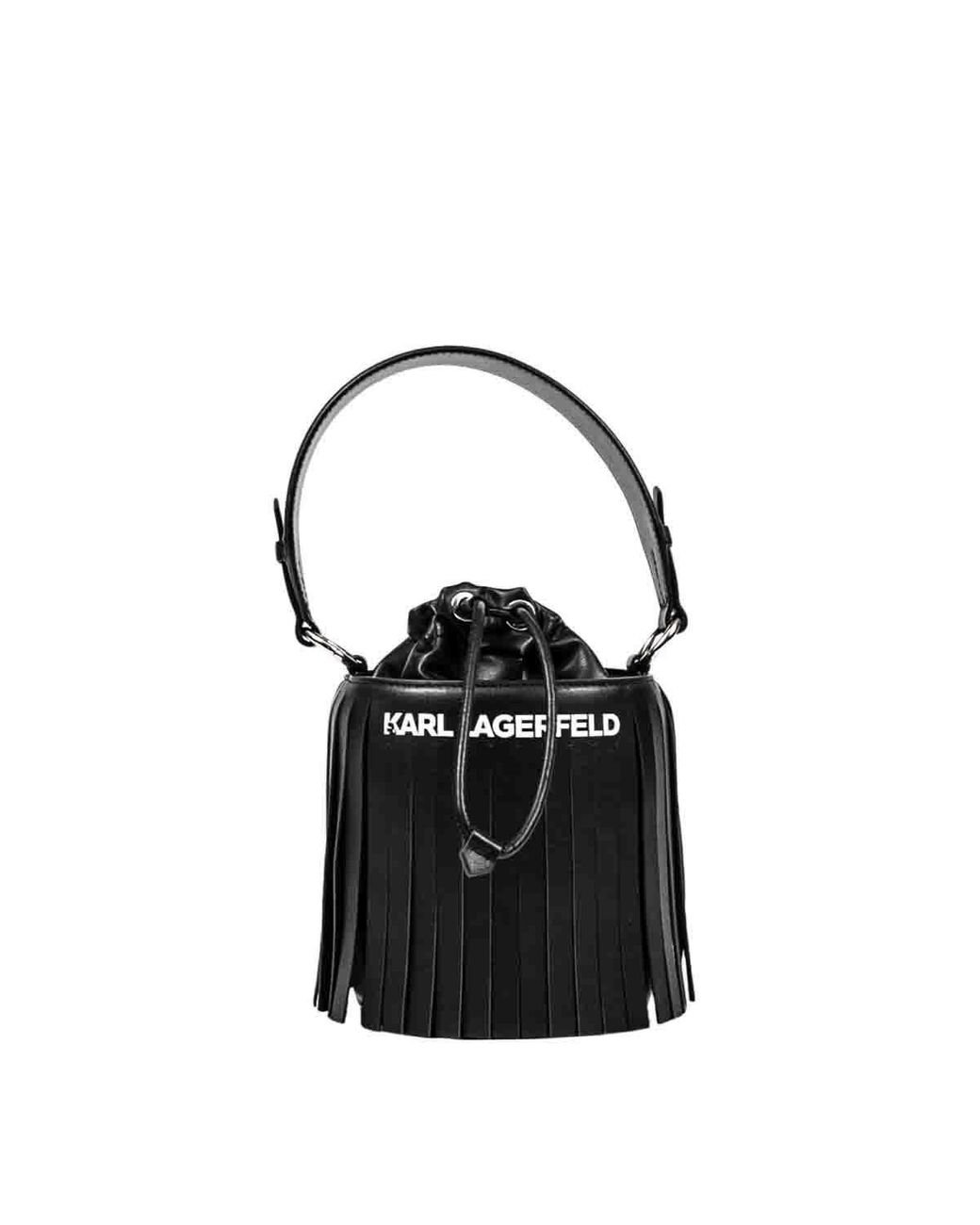 Karl Lagerfeld Outlet: bag in synthetic leather with fringes - Black