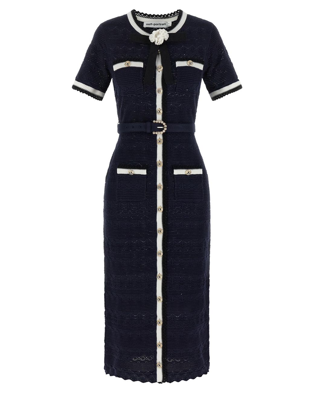 Self-Portrait Blue Cotton Midi Dress