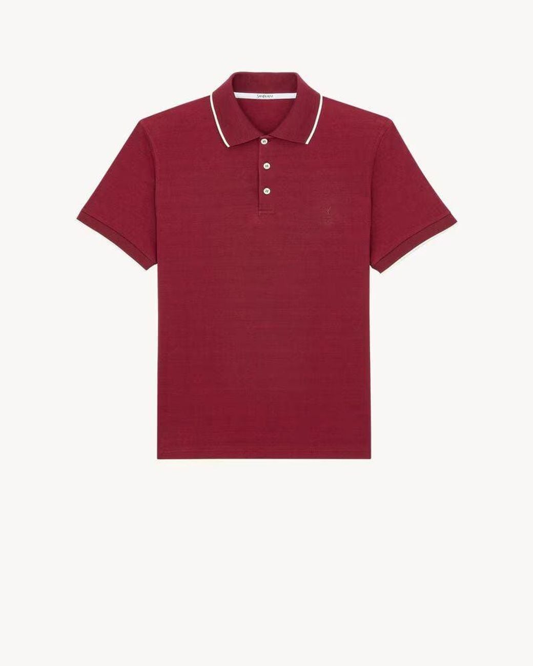 Saint Laurent Red Saint Laurent Tipped-Collar Cotton Polo for men