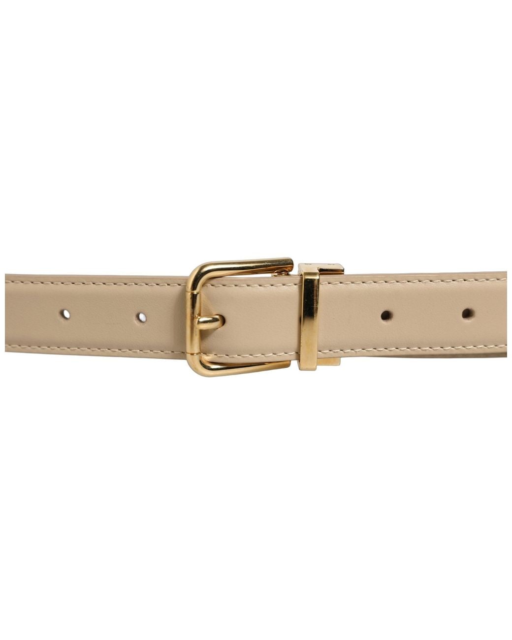 Dolce & Gabbana White Leather Double Wrap Buckle Belt Calf