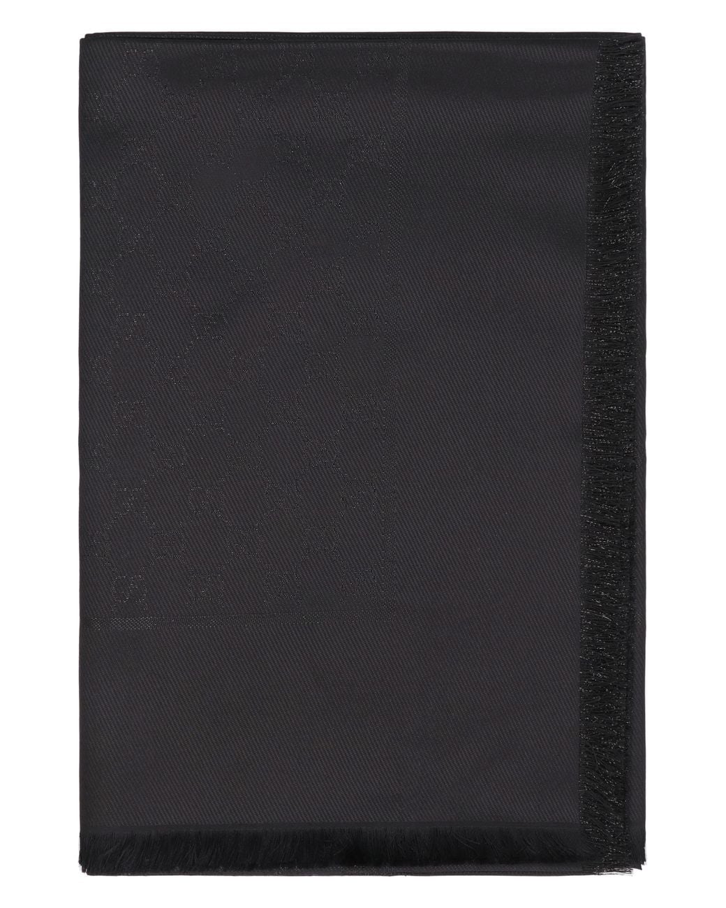 Gucci Black Shawl Gg Lamé Wool And Silk, Scarf