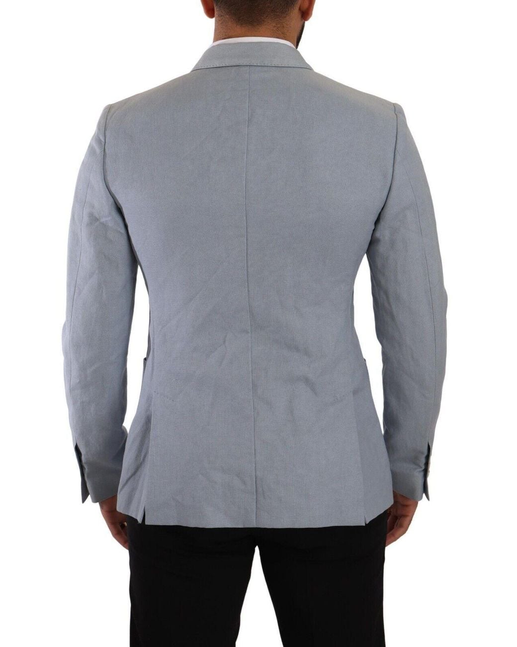 Dolce & Gabbana Gray Cotton Linen Slim Fit Jacket Coat Blazer Light Clothing for men
