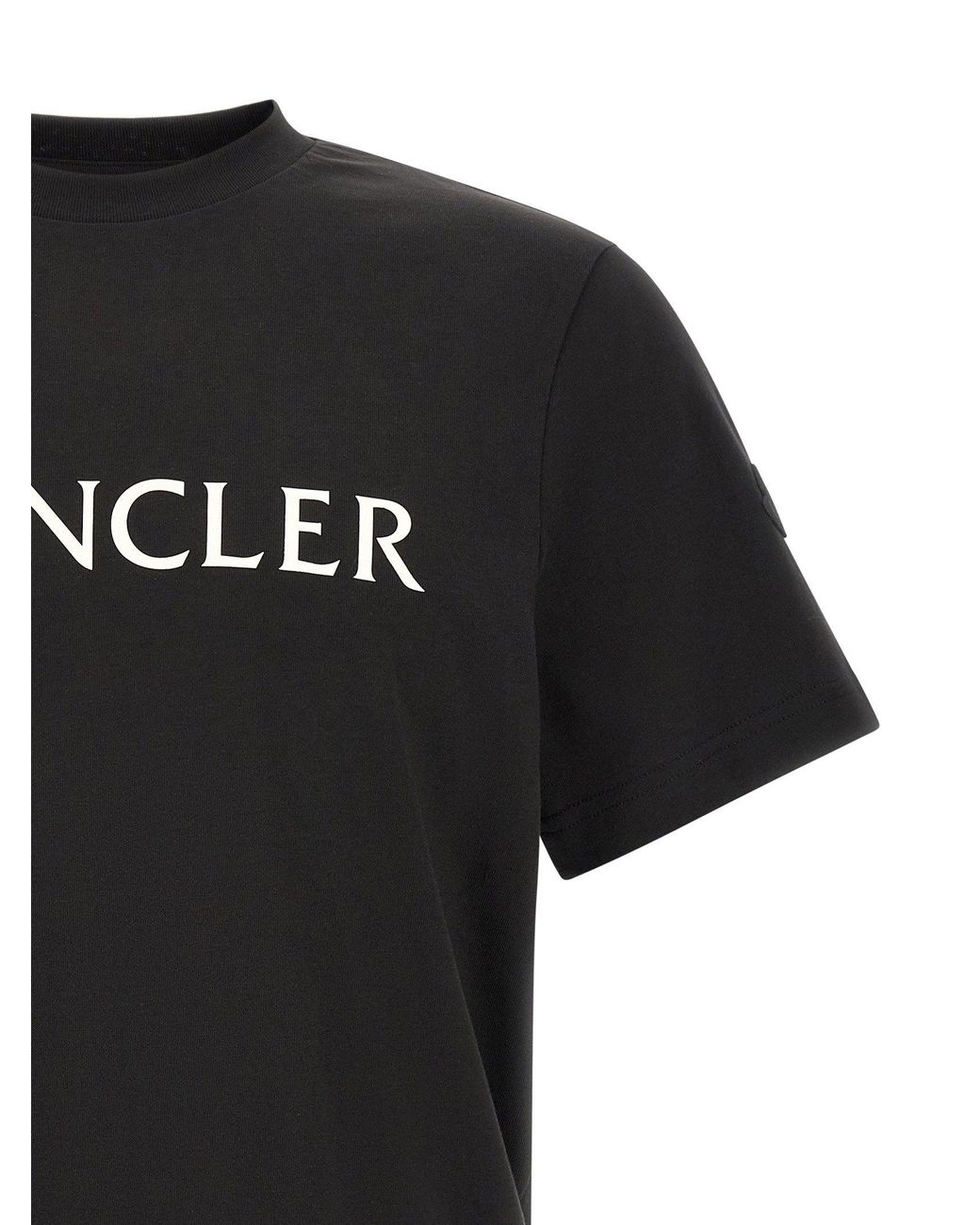 Moncler Black Logo-Print Cotton T-Shirt for men