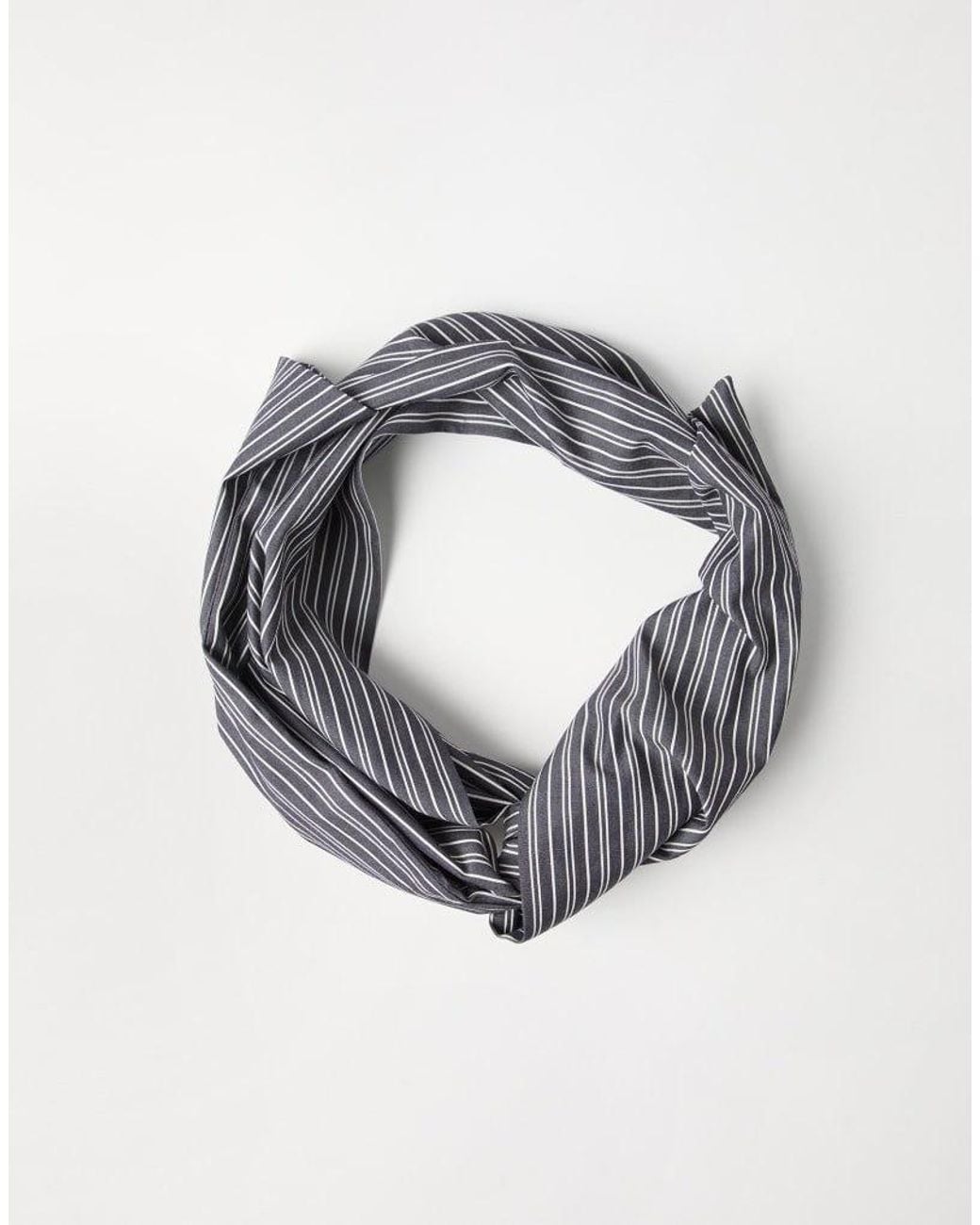 Brunello Cucinelli Multicolor Dark Striped Cotton Scarf Accessories & Slg