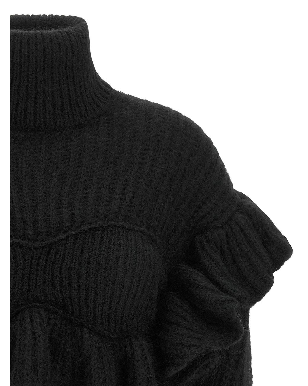 Elisabetta Franchi Black Ruffled Cropped Bustier Sweater