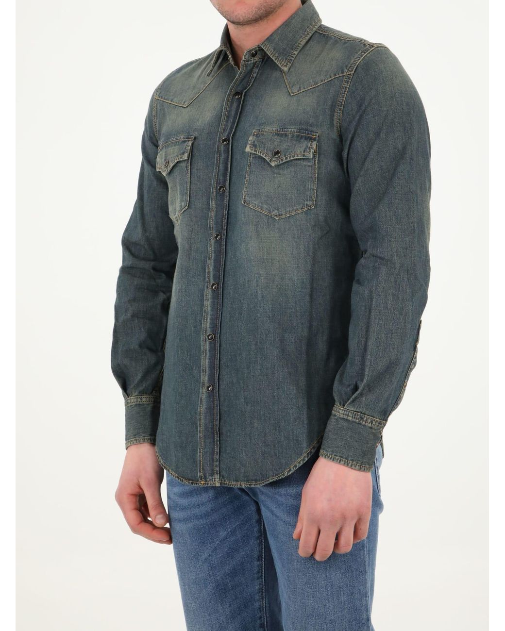 Saint laurent western denim shirt sale