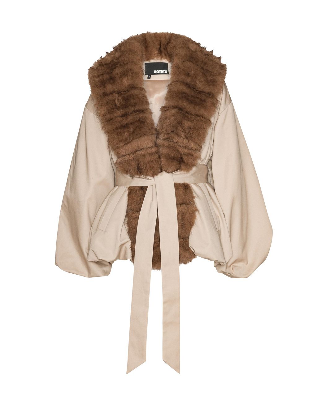 ROTATE BIRGER CHRISTENSEN Brown Rotate Birger Christensen Faux-Fur Collar And Trim Jacket