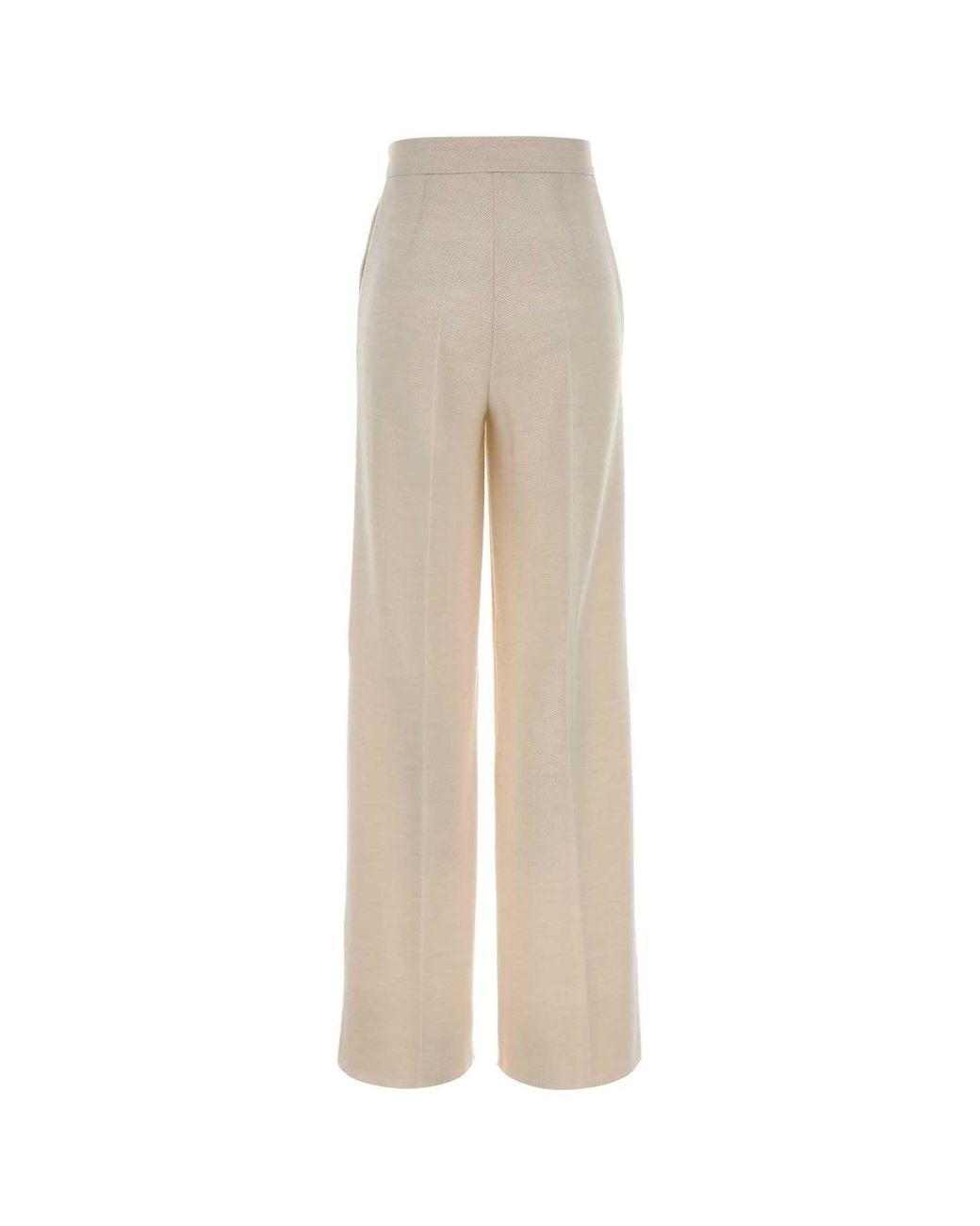 Max Mara White Attinia Wool Piquet Trousers