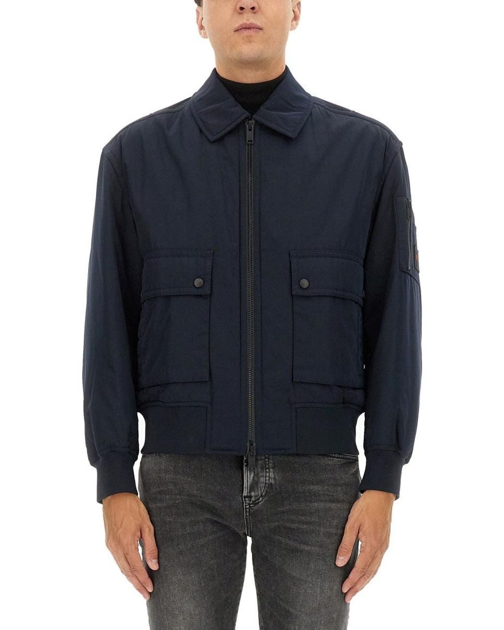 Boss Blue Hugo Boss Removable Lining Bomber Jacket for men
