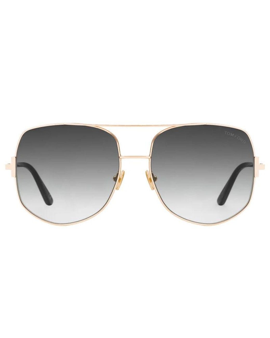 Tom Ford Metallic Aviator Full Rim, With A Shiny Rose Frame And Gradient Smoke Lens
