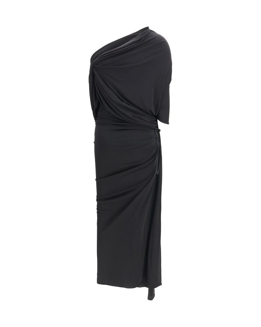 Balenciaga Black Draped Asymmetric Dress Viscose; Polyester
