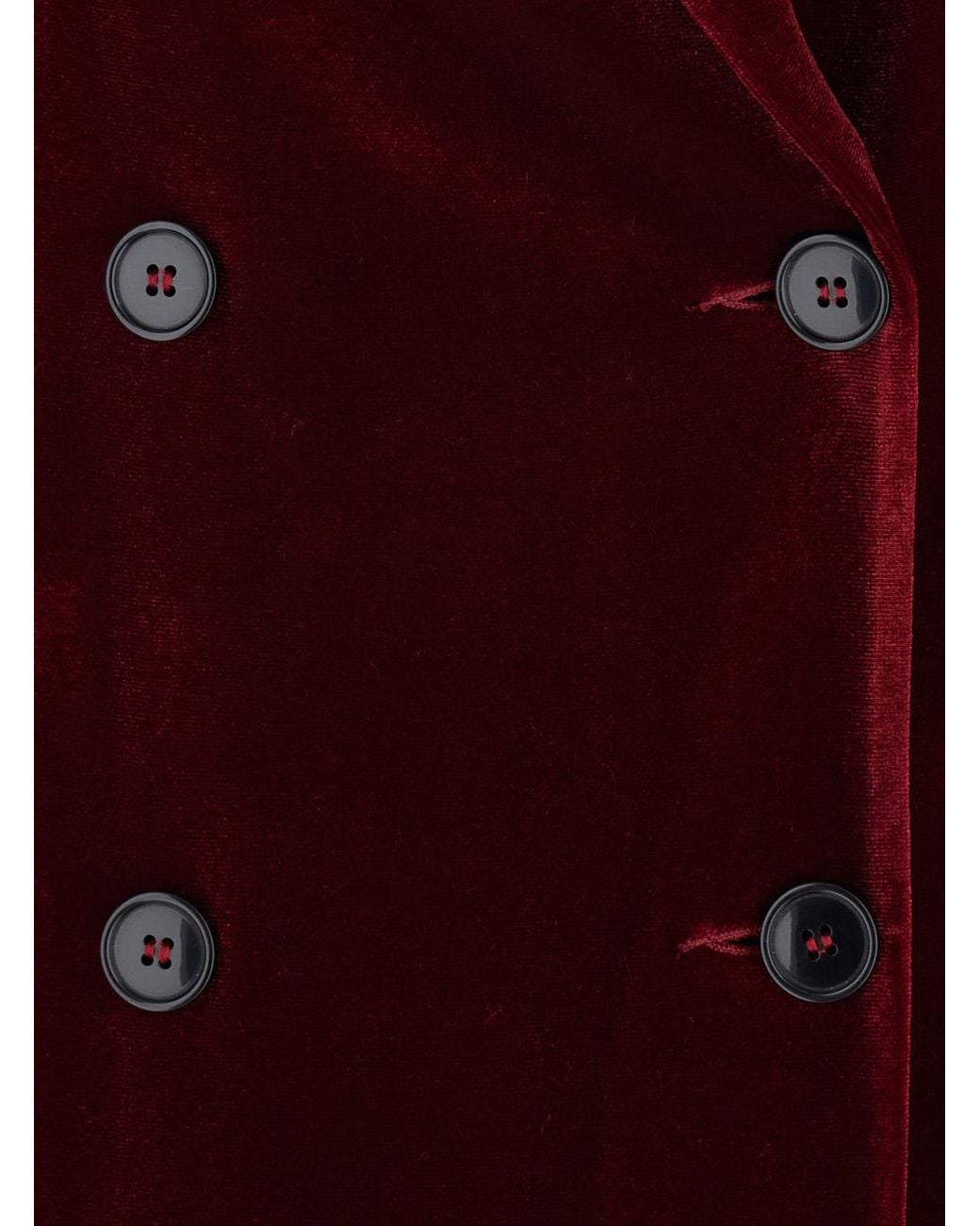 Le Plain Red Double-Breasted Velvet Coat