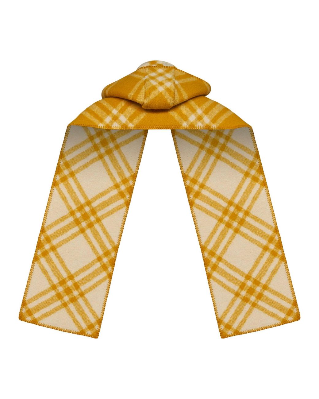 Burberry Yellow Hooded Wool Scarf Pear Check for men