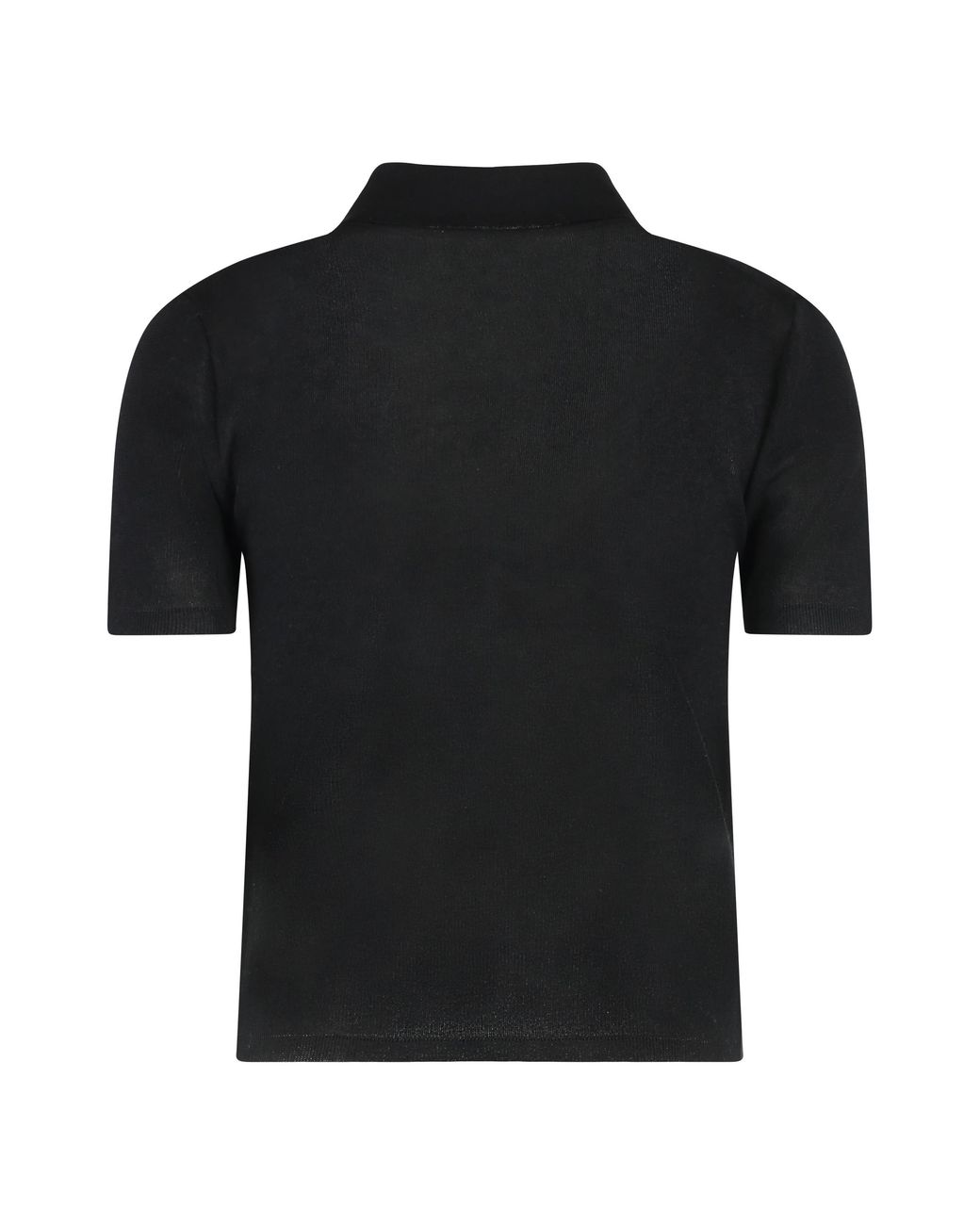 Moncler Black Knitted Cotton-Blend Polo Shirt Tops