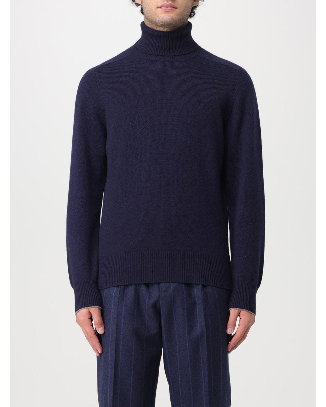 Brunello Cucinelli Blue Cashmere Turtleneck for men