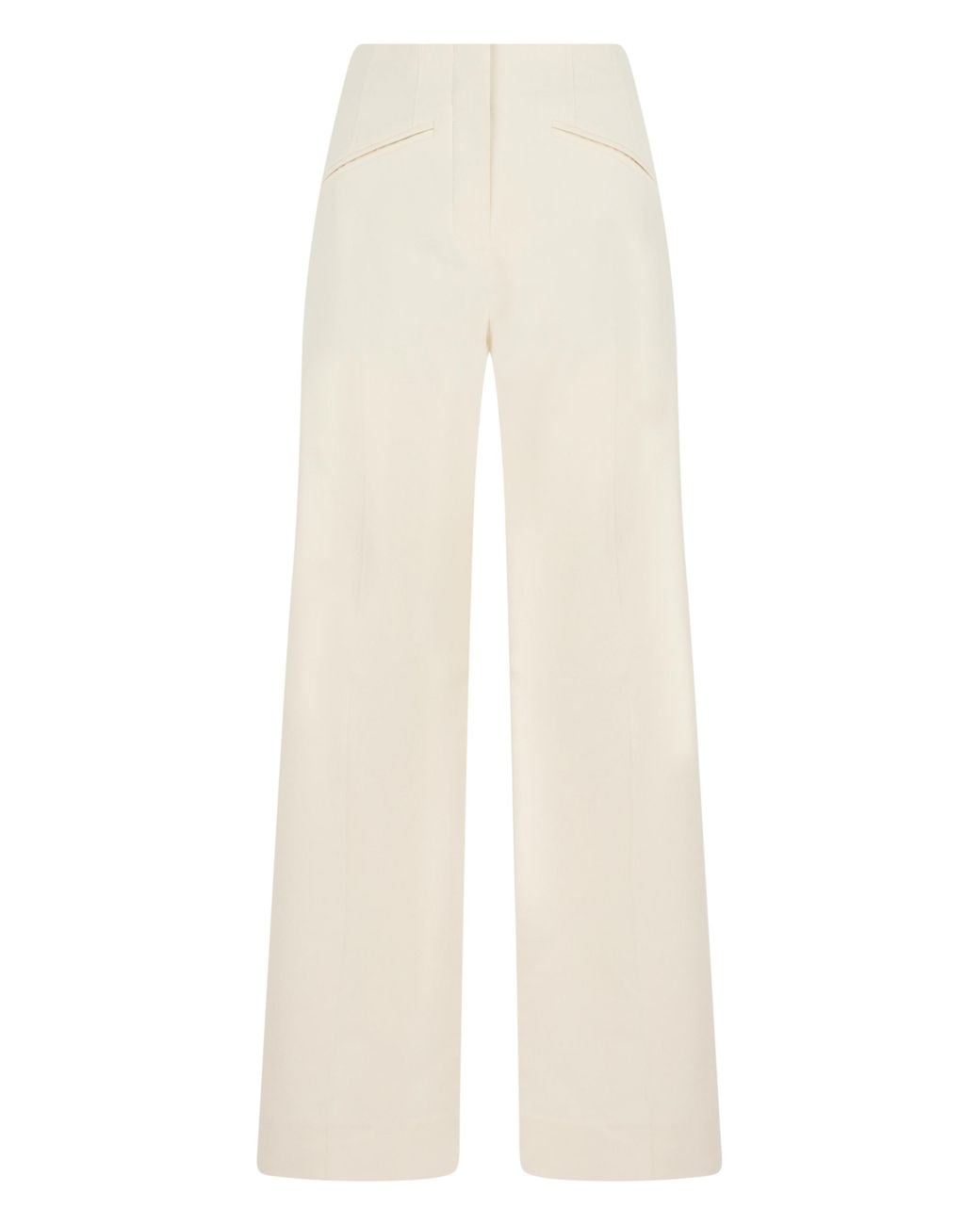 Veronica Beard White Trousers Wide-Leg Cotton