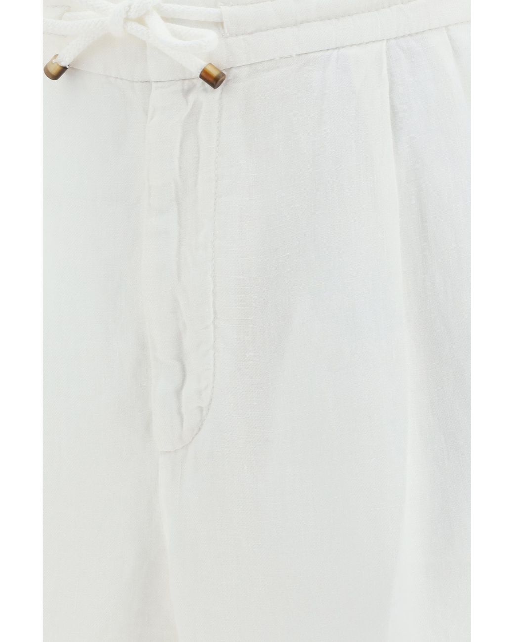 Brunello Cucinelli White Linen Trousers for men