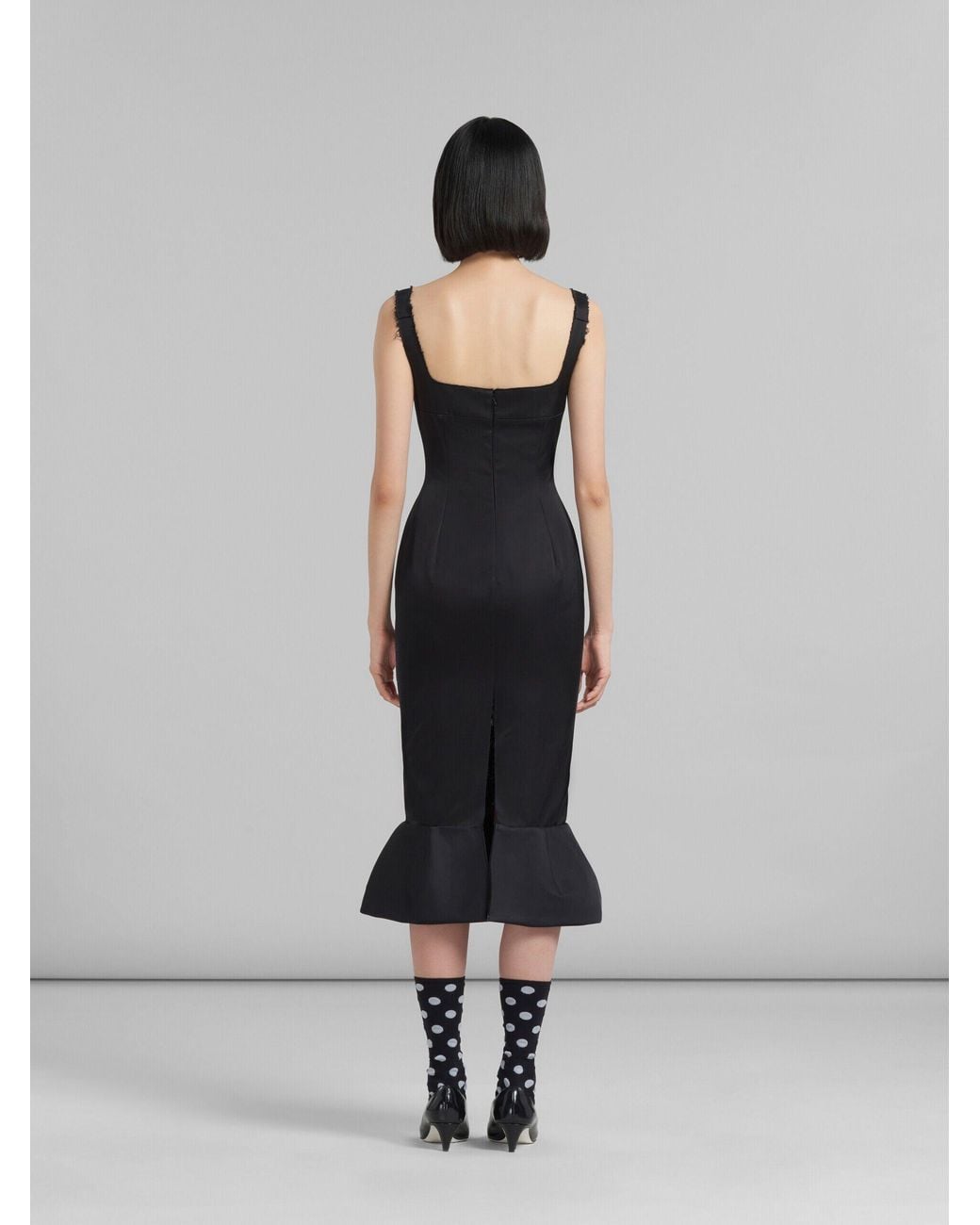 Marni White Fitted Dress With Flounce Hem