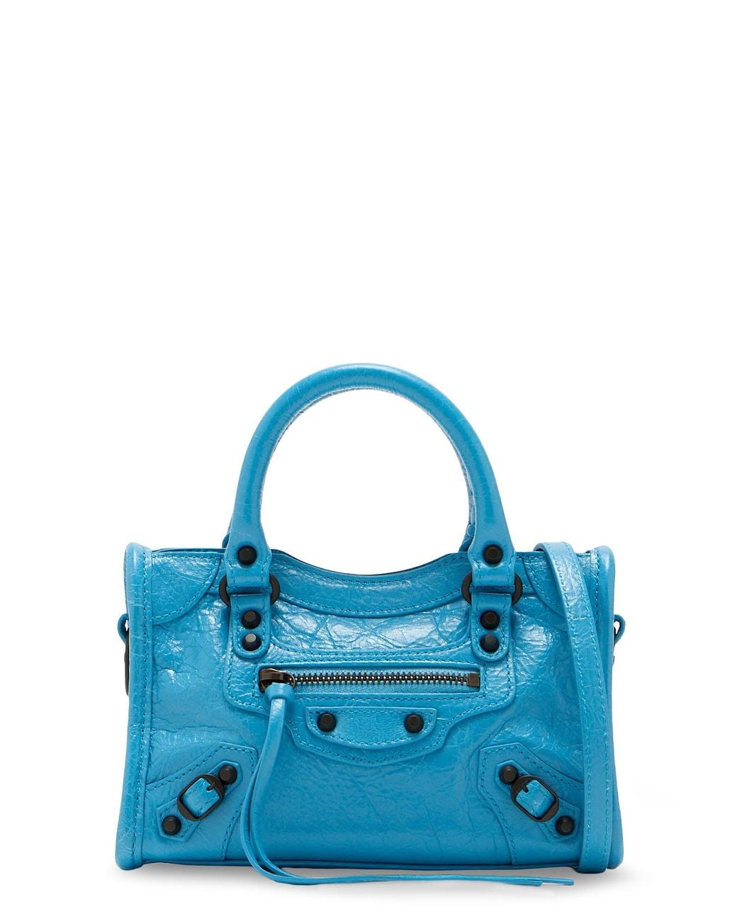 Balenciaga Le City Nano Leather Crossbody Bag in Blue | Lyst