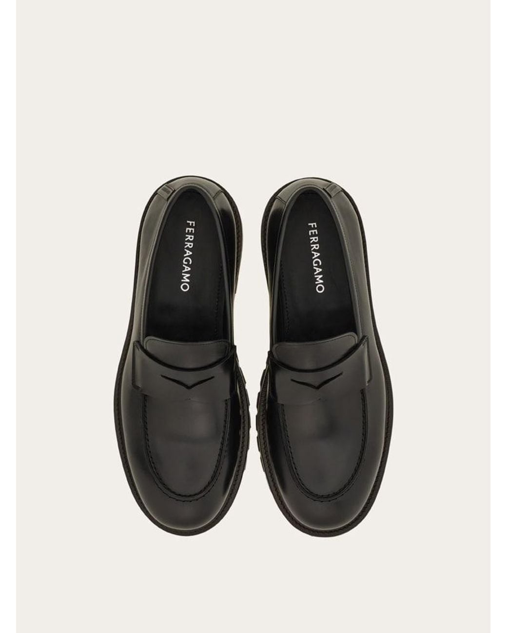 Ferragamo Black Calf Leather Loafers for men