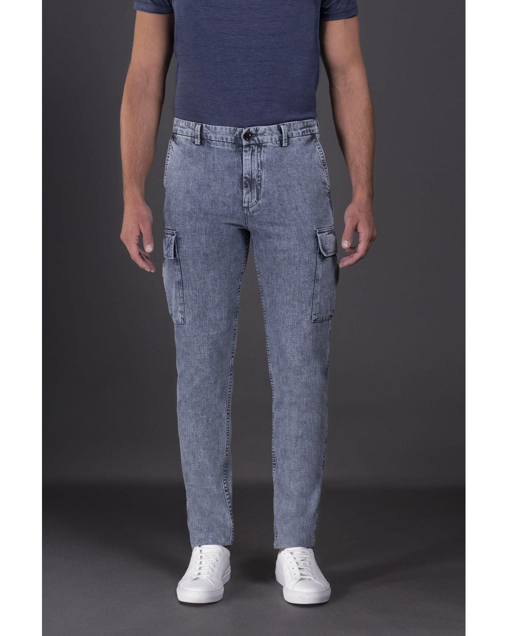 Moorer Black Light Cargo Trousers for men