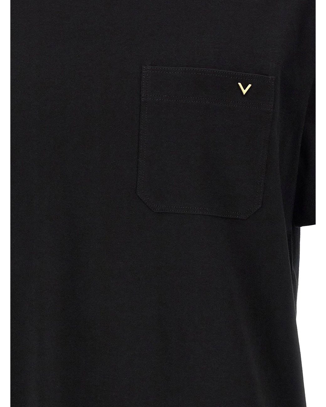 Valentino Garavani Black Cotton Pocket T-Shirt for men