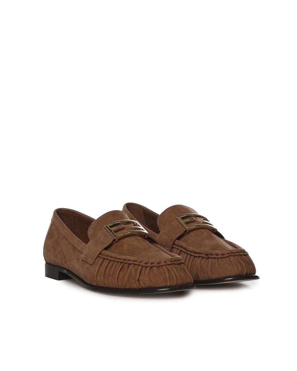 Fendi Brown Flat Shoes Calfskin