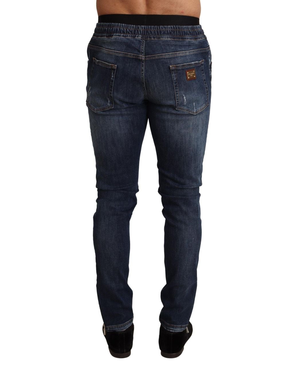 Dolce & Gabbana Blue Cotton Stretch Tattered Denim Jeans Polyester Elastane Clothing for men