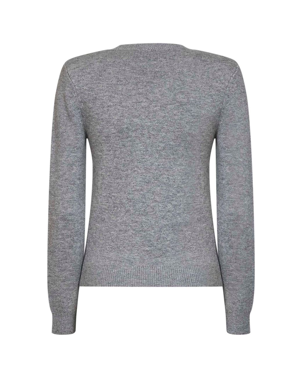 Self-Portrait Gray Wool And Cashmere Blend V-Neck Flower Sweater